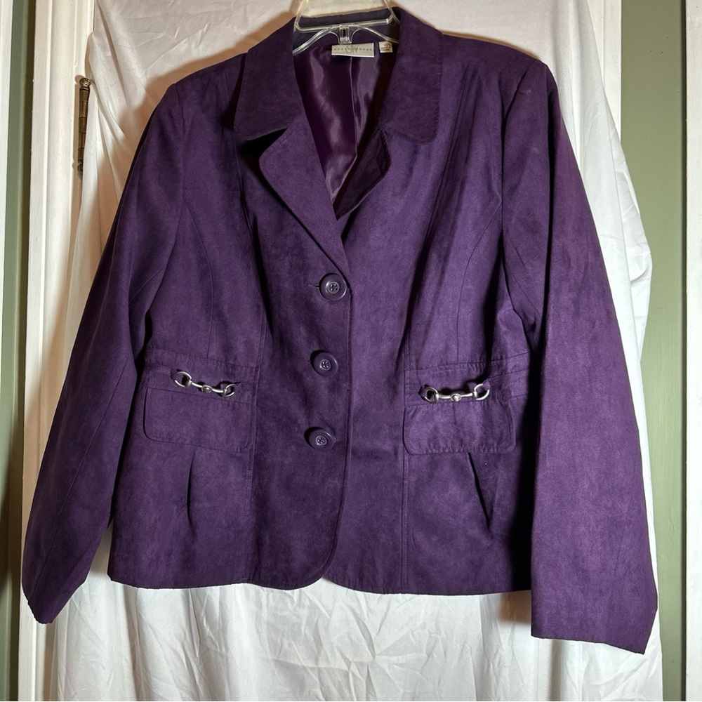 Studio Works Women’s Purple Faux Suede Jacket Size 16 Blazer